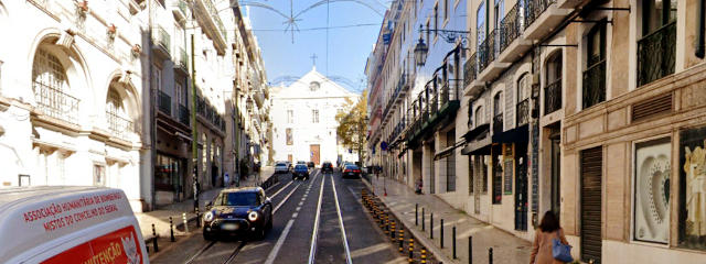 Rumo ao Museu e Igreja de São Roque, na Rua da Misericórdia, Freguesia da Misericórdia, Lisboa &copy; Google Earth Pro