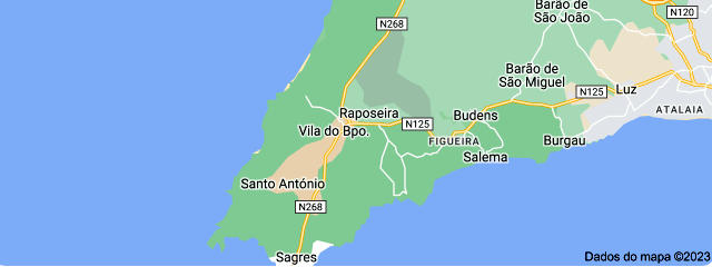 Mapa de Vila do Bispo, Distrito de Faro (Algarve) &copy; Google